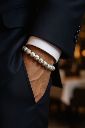 دستبند جواهر سفید زنانه سنگ طبیعی Padore Accessory - کد 262517928