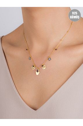 گردنبند نقره طلائی زنانه 925 عیار KURSHUNI - کد 94566957
