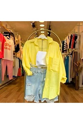 پیراهن زرد زنانه اورسایز MODA GARDEN 35 - کد 822822820