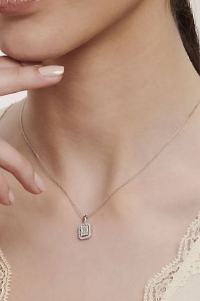 گردنبند طلا سفید زنانه 14 عیار Altınbaş - کد 203888487