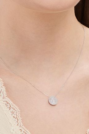 گردنبند طلا سفید زنانه 14 عیار Altınbaş - کد 780561135