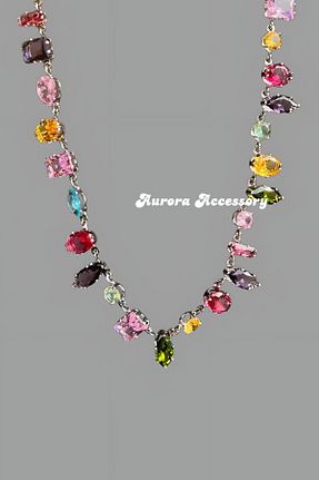 گردنبند استیل ( فولاد ) رنگی زنانه سنک زیرکون AurorAccessory - کد 938348229