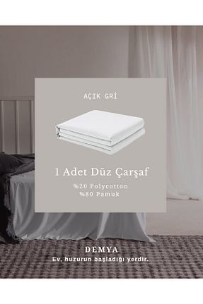 ست ملحفه تکنفره طوسی پنبه Demya Home - کد 925766296