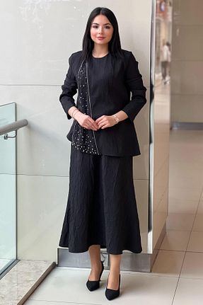 ست بالاتنه و پائین تنه مشکی زنانه بافتنی Nuss - کد 934145274