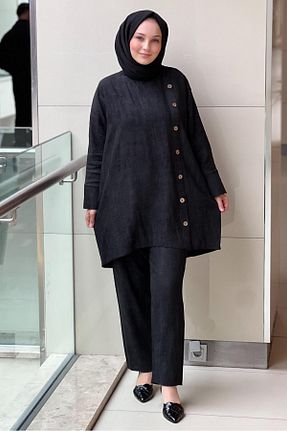 ست بالاتنه و پائین تنه مشکی زنانه بافتنی Pieef - کد 935994907