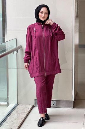 ست بالاتنه و پائین تنه زرشکی زنانه بافتنی Nuss - کد 935994835