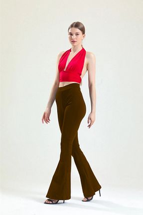 ساق شلواری قهوه ای زنانه بافتنی Dream Style - کد 942236470