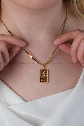 گردنبند استیل ( فولاد ) متالیک زنانه روکش طلا ROSELİNNA - کد 898326489