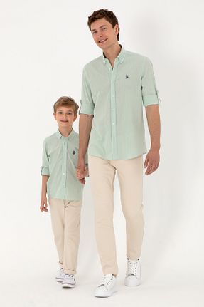 پیراهن سبز مردانه یقه پیراهنی U.S. Polo Assn. - کد 904674673