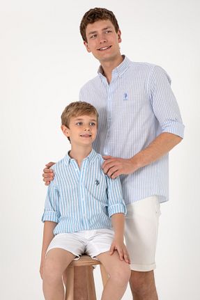 پیراهن آبی مردانه یقه پیراهنی U.S. Polo Assn. - کد 926650036