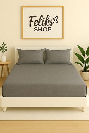 ست ملحفه دونفره طوسی پنبه ای Home - کد 890666848