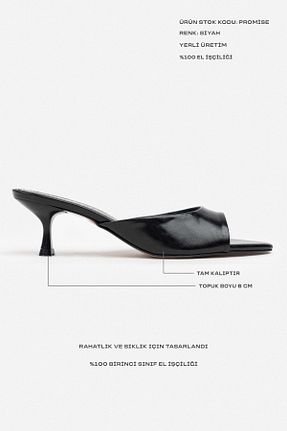 دمپائی مشکی زنانه چرم مصنوعی NİŞANTAŞI SHOES - کد 942299463