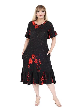 لباس سایز بزرگ مشکی زنانه ویسکون MELSAY - کد 707555092