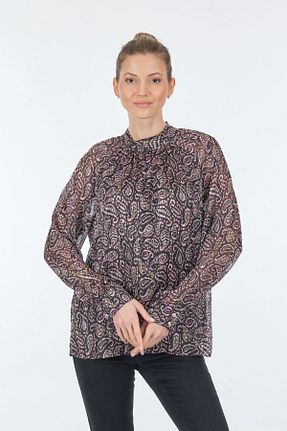 بلوز مشکی زنانه طرح دار Ekol - کد 461383957