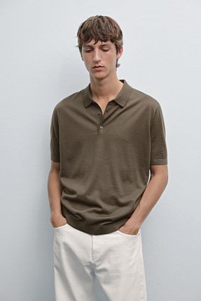 تیشرت خاکی مردانه رگولار Massimo Dutti - کد 940774423