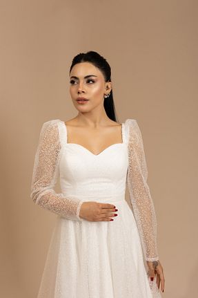لباس مجلسی و فارغ التحصیلی سفید زنانه توری berissima bride - کد 791913956