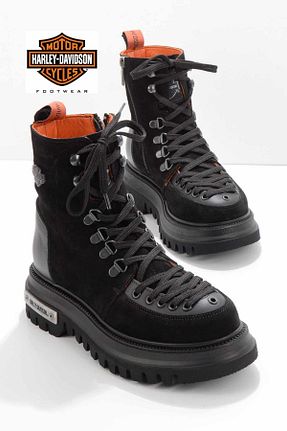 بوت / نیم بوت مشکی زنانه چرم خالص Harley Davidson - کد 758366635