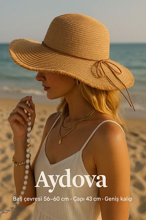 کلاه بژ زنانه حصیر Avantaj Kapıda - کد 933149326