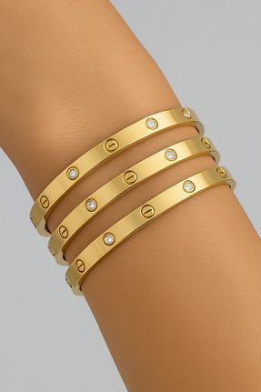 دستبند استیل (فولاد) زرد زنانه استیل (فولاد) steelbijuteri - کد 942332625