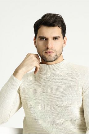 پلیور بژ مردانه طرح دار Kiğılı - کد 795850503