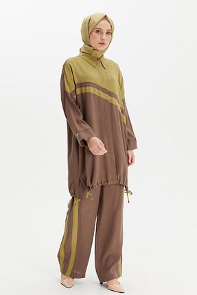 ست بالاتنه و پائین تنه حجاب قهوه ای زنانه رگولار Setrms - کد 942535822