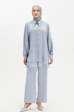 ست بالاتنه و پائین تنه حجاب طوسی زنانه رگولار Setrms - کد 942567953