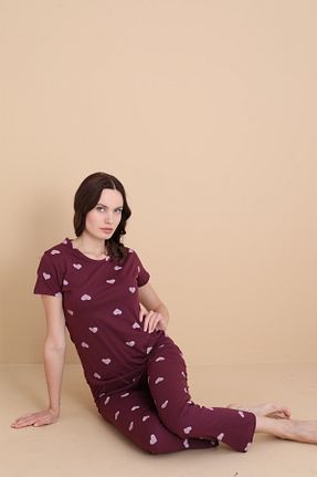 ست لباس راحتی زرشکی زنانه Kalp STELLAPİNK - کد 942570951
