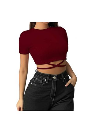 بادی زرشکی زنانه یقه دوچرخه Leoris - کد 942687233