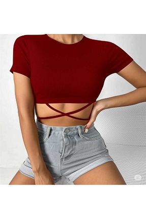 بادی زرشکی زنانه یقه دوچرخه Leoris - کد 942687233