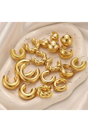 گوشواره استیل (فولاد) زرد زنانه استیل (فولاد) Perry Accesories - کد 942898171