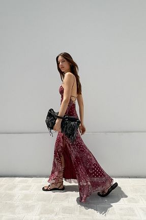 لباس زرشکی زنانه بافتنی Bershka - کد 942943295