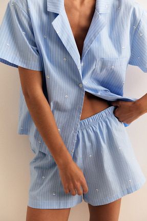 ست لباس راحتی آبی زنانه Puantiyeli H&M - کد 942948479