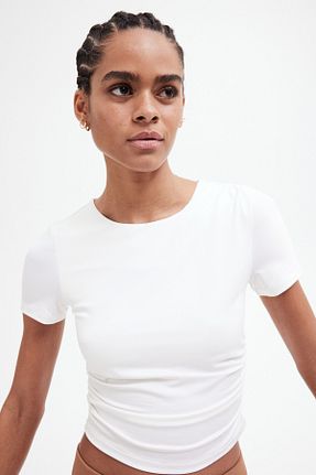 بادی سفید زنانه یقه دوچرخه H&M - کد 942949104