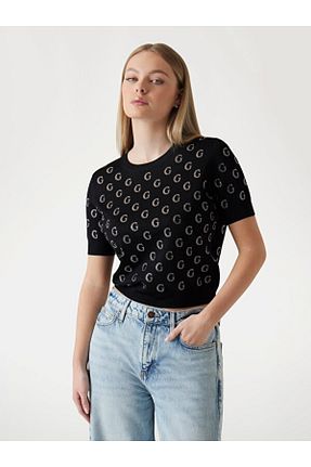 پلیور مشکی زنانه طرح دار Guess - کد 942952165