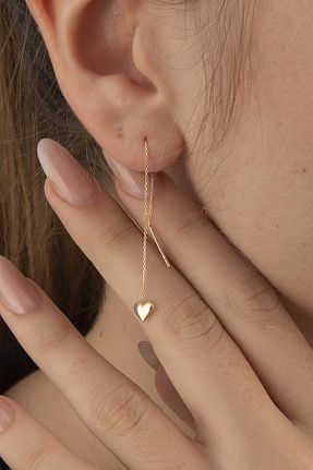 گوشواره طلا طلائی زنانه 14 عیار Fiyonk Kuyumculuk - کد 942993702