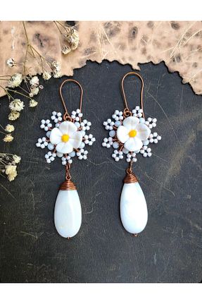 گوشواره جواهر سفید سنگ طبیعی MODA - کد 943227458