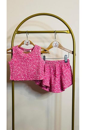 ست بالاتنه و پائین تنه صورتی بچه گانه بافت Bambi Kids - کد 944045530