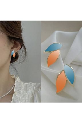 گوشواره استیل (فولاد) رنگی زنانه روکش طلا MRK - کد 943513147