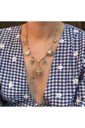 گردنبند جواهر رنگی زنانه روکش طلا Alice İsstanbul - کد 943524540