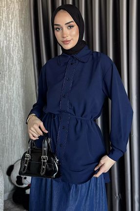 پیراهن حجاب سرمه ای زنانه رگولار Julude - کد 943635455