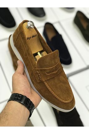 کفش لوفر قهوه ای مردانه چرم خالص Zegeshoes - کد 943769450