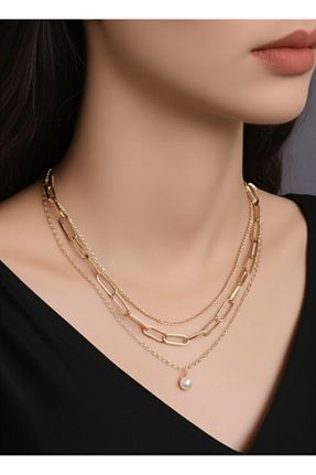گردنبند جواهر زرد زنانه برنجی HARİNA - کد 943770088