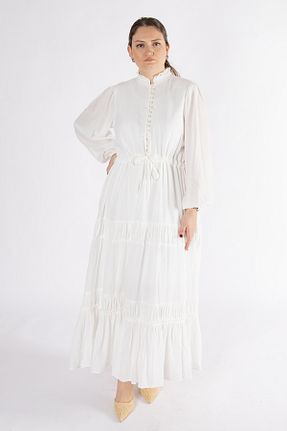 لباس سایز بزرگ سفید زنانه پنبه ای Bedrinxxl - کد 944232432