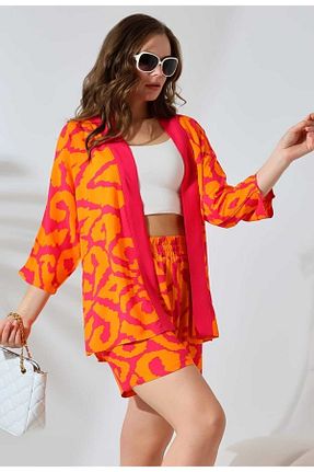 کیمونو و کافتان نارنجی زنانه پنبه ای Elif Ay - کد 849962264