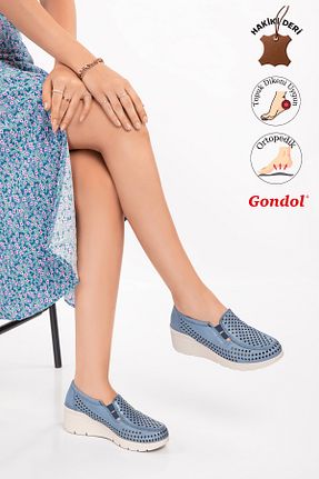 کفش کژوال آبی زنانه چرم خالص Gondol - کد 731702820