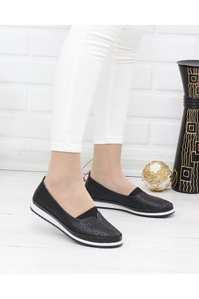کفش پیاده روی مشکی زنانه چرم اصل Nesil Shoes - کد 126338632