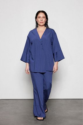 پیراهن سایز بزرگ سرمه ای زنانه Overshirt LUOKK - کد 921937442