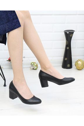 کفش پاشنه بلند کلاسیک مشکی زنانه چرم Nesil Shoes - کد 264226136