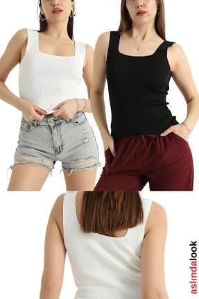 بادی سفید زنانه یقه مربعی Aslında Look - کد 938151589