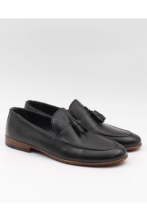 کفش کژوال مشکی مردانه چرم خالص Nesil Shoes - کد 118650065